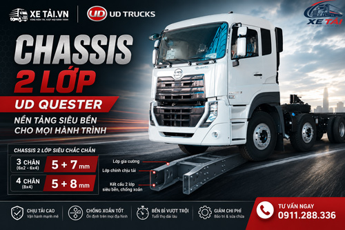 Chassis 2 lớp xe tải UD Trucks Quester – Khung gầm siêu bền cho xe tải hạng nặng